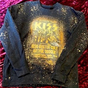 KISS Crewneck Black Bleached Sweater Classic Unisex